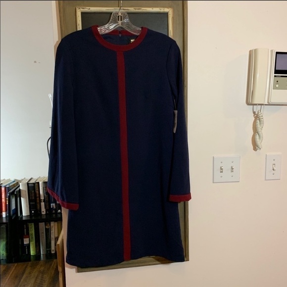 Alexia Admor Flare Sleeve Contrast Seam Sheath Dress Navy Burgundy Size XS - Picture 5 of 8